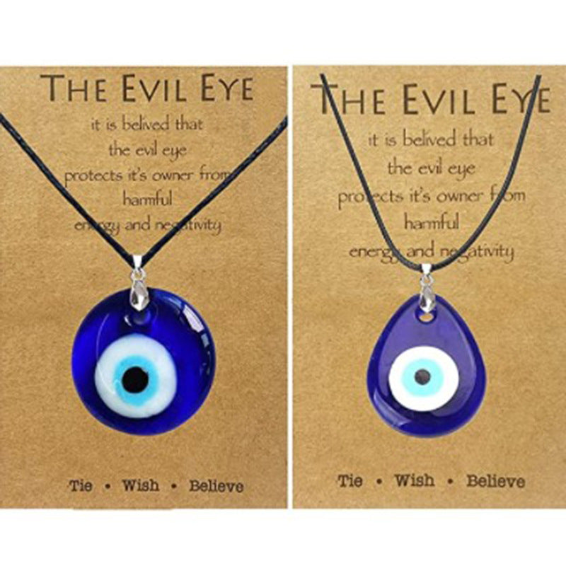 Men's And Women's Fashion Blue Devil's Eye Glass Necklace - 0 - Bijou Her -  -  - 