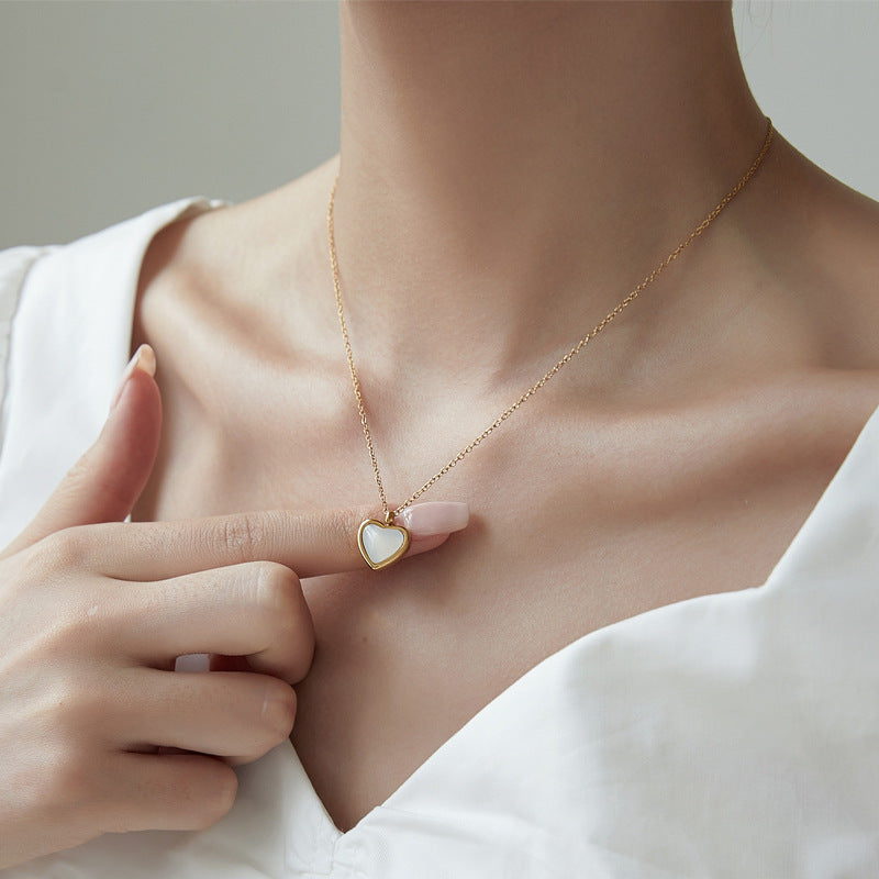Simple Personality Red Agate Necklace Women Heart Shape - 0 - Bijou Her -  -  - 