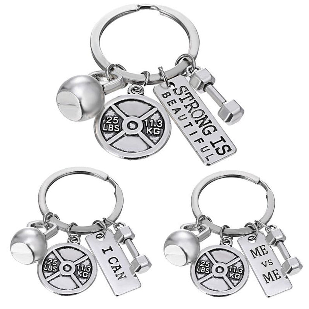 Men And Women Fashion Sports Power Dumbbell Barbell Kettlebell Keychain - 0 - Bijou Her - Color -  - 