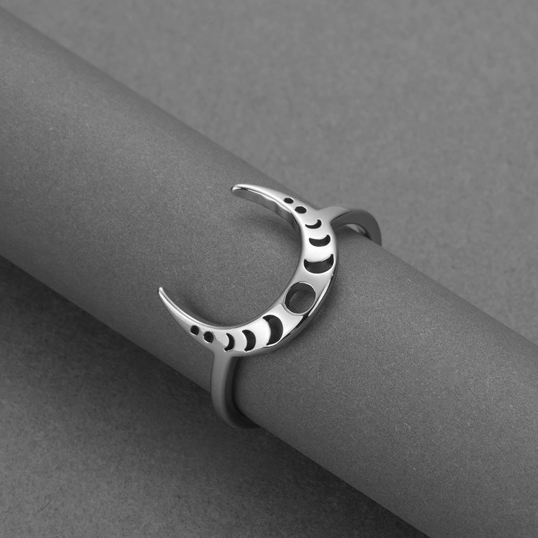 Women's Crescent Stainless Steel Ring - 0 - Bijou Her -  -  - 