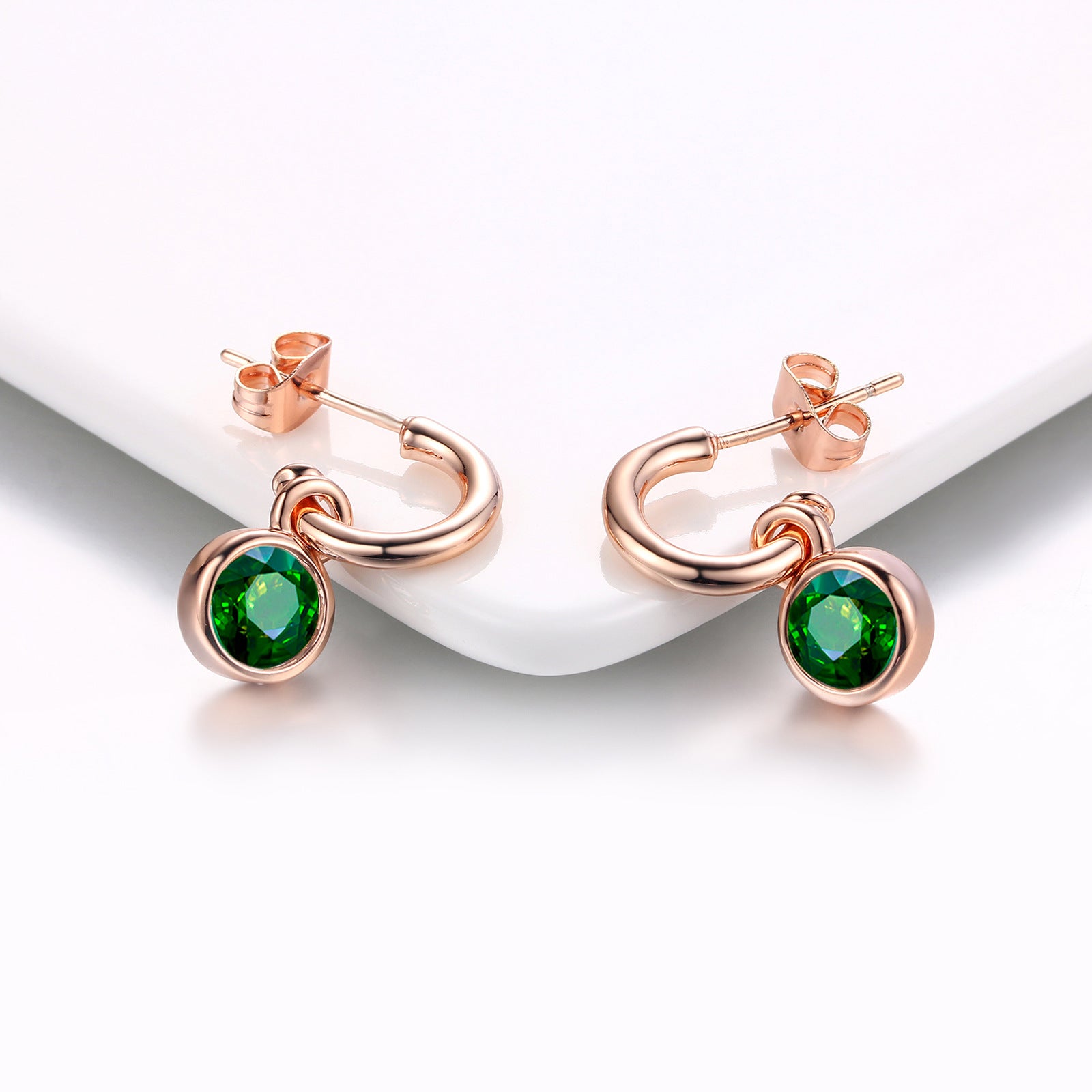 Simple Colorful Zircon Crystal Gold Plated Ear Accessories - 0 - Bijou Her -  -  - 