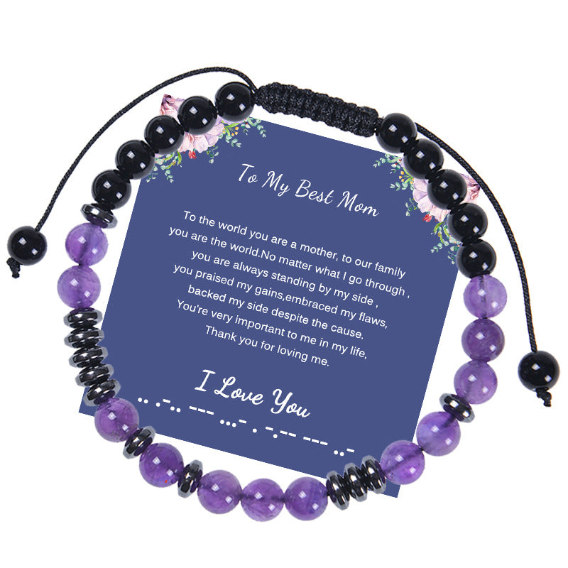 Letter Woven Natural Amethyst Bracelet - 0 - Bijou Her - style -  - 