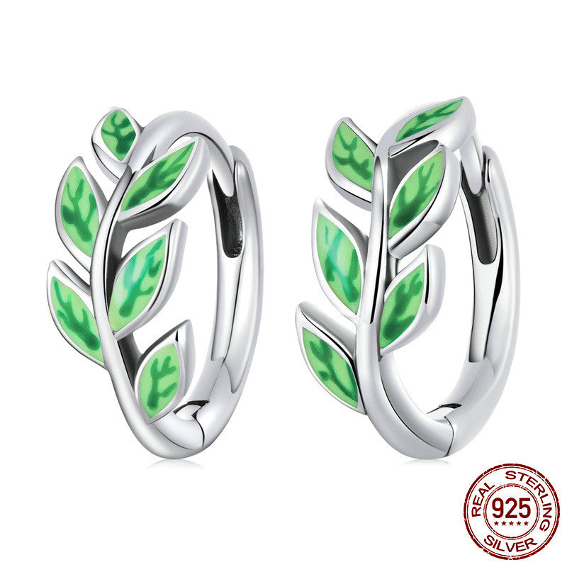 Sterling Silver Emerald Branch Earrings Green - 0 - Bijou Her - Color -  - 