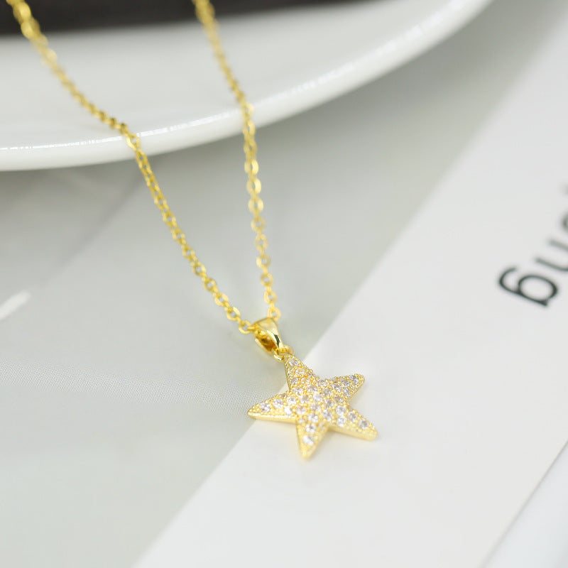 Women's Fashion Simple Star Titanium Steel Necklace - 0 - Bijou Her -  -  - 