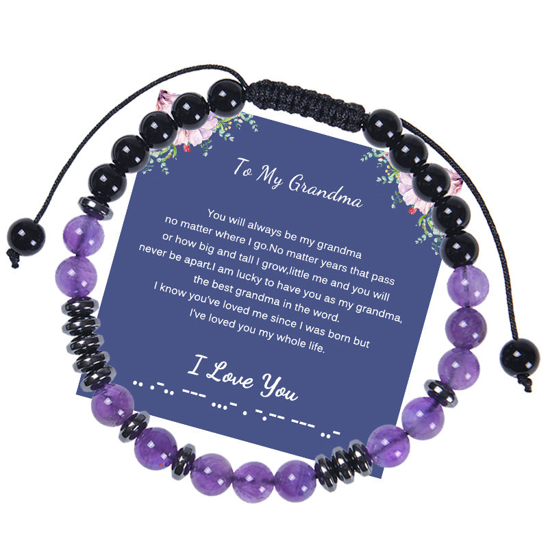 Letter Woven Natural Amethyst Bracelet - 0 - Bijou Her - style -  - 