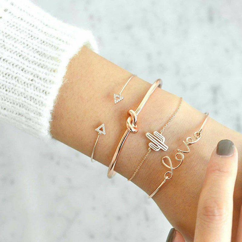 Triangle Knotted LOVE Letter Cactus Bracelet - 0 - Bijou Her -  -  - 