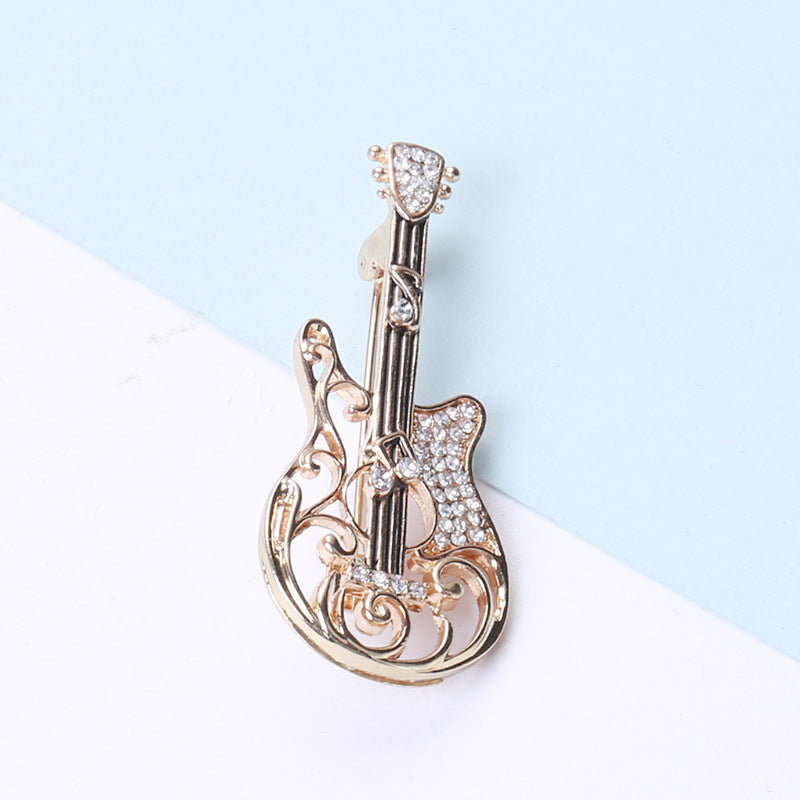 Women's Vintage And Versatile Diamond Guitar-shaped Brooch - 0 - Bijou Her - Color -  - 