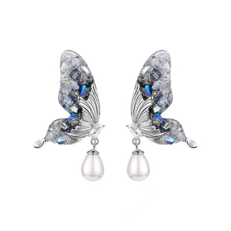 Super Fairy Butterfly Wings Pearl Earrings Female - 0 - Bijou Her - Color -  - 