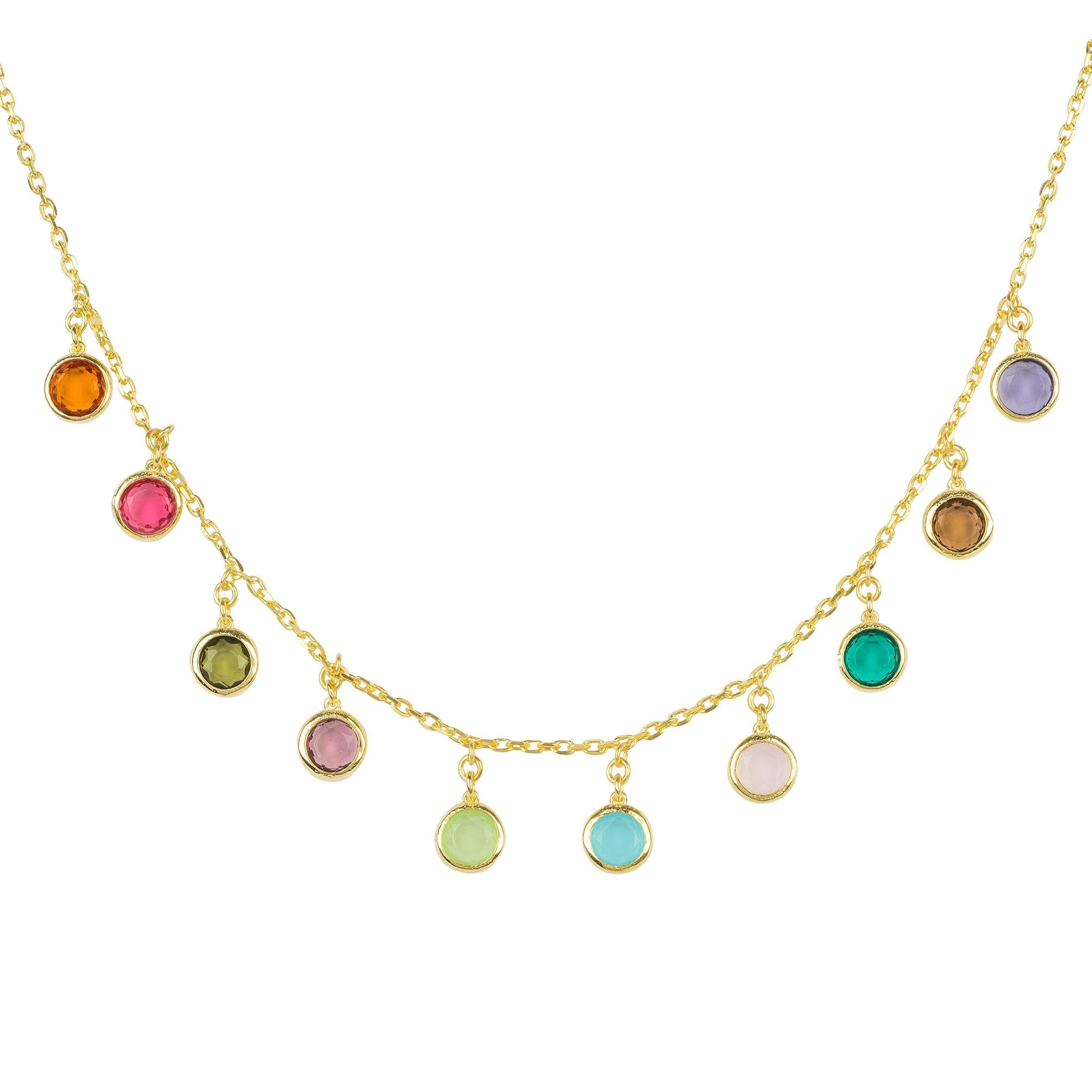 Multi Coloured Gemstone Choker Necklace - Capri Collection - Accessories - Bijou Her -  -  - 