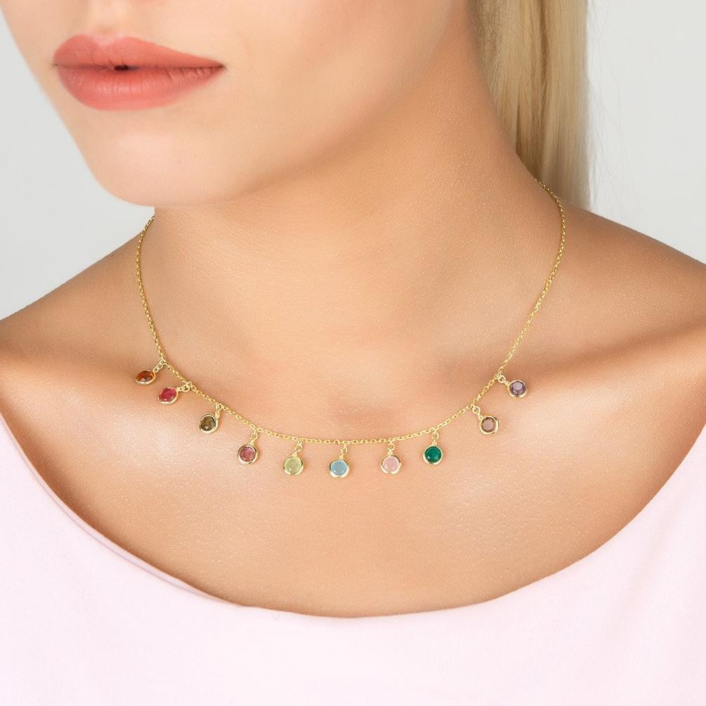 Multi Coloured Gemstone Choker Necklace - Capri Collection - Accessories - Bijou Her -  -  - 