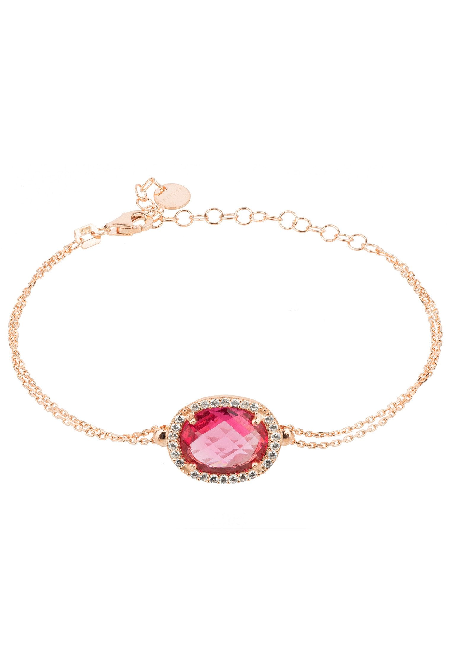 Regal Oval Gemstone Bracelet in Rose Gold with Tourmaline - Ideal Birthday Gift - Jewelry & Watches - Bijou Her -  -  - 
