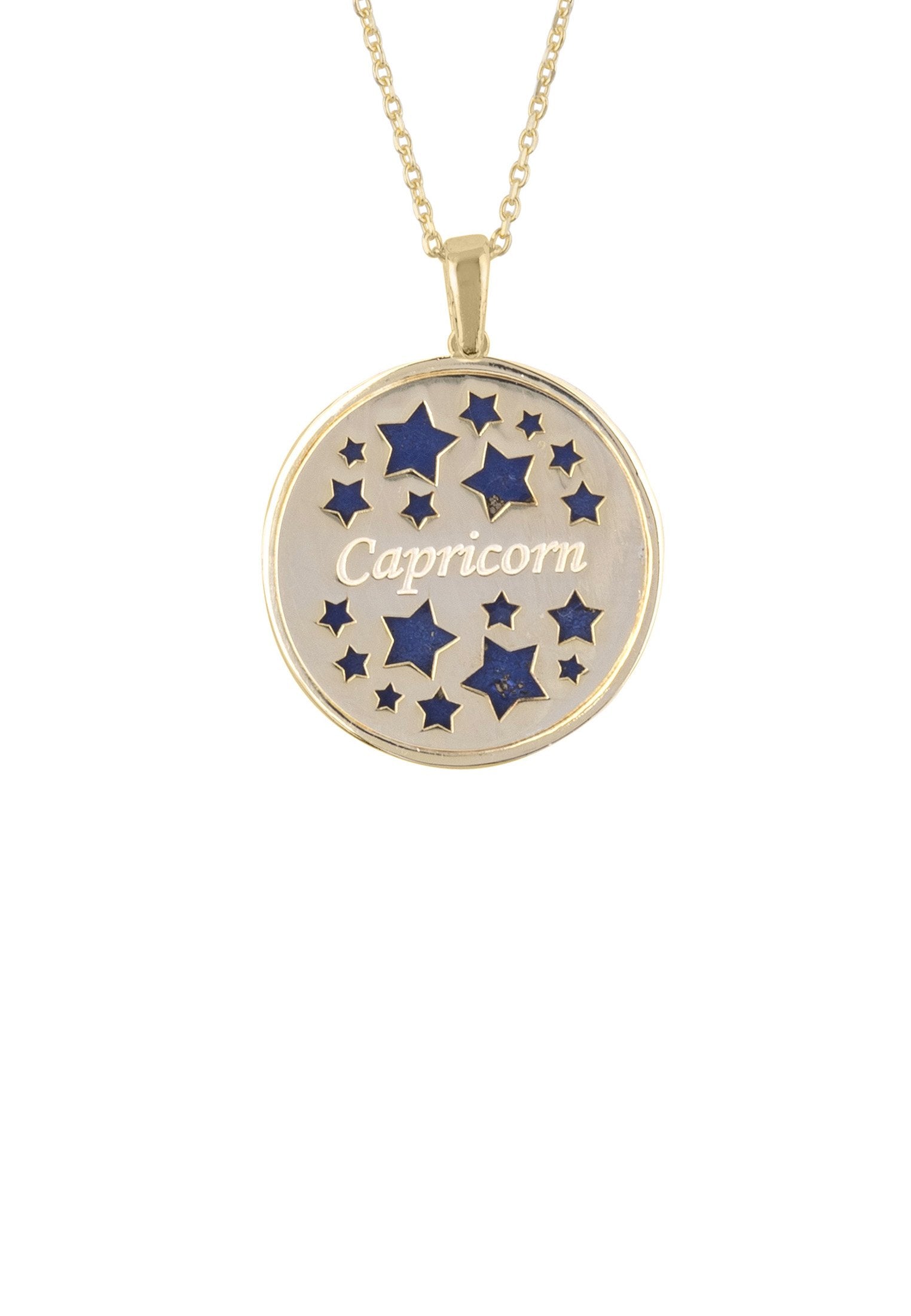 Zodiac Lapis Lazuli Constellation Pendant Necklace in Gold with Cubic Zirconia - Capricorn Birth Sign Gift Idea - Jewelry & Watches - Bijou Her -  -  - 