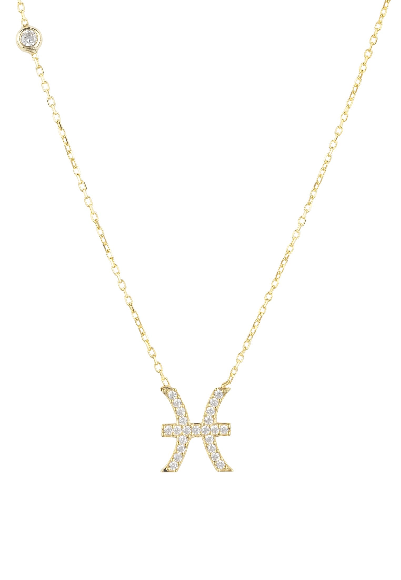 Zodiac Star Sign Pendant Necklace Gold Pisces - Jewelry & Watches - Bijou Her -  -  - 