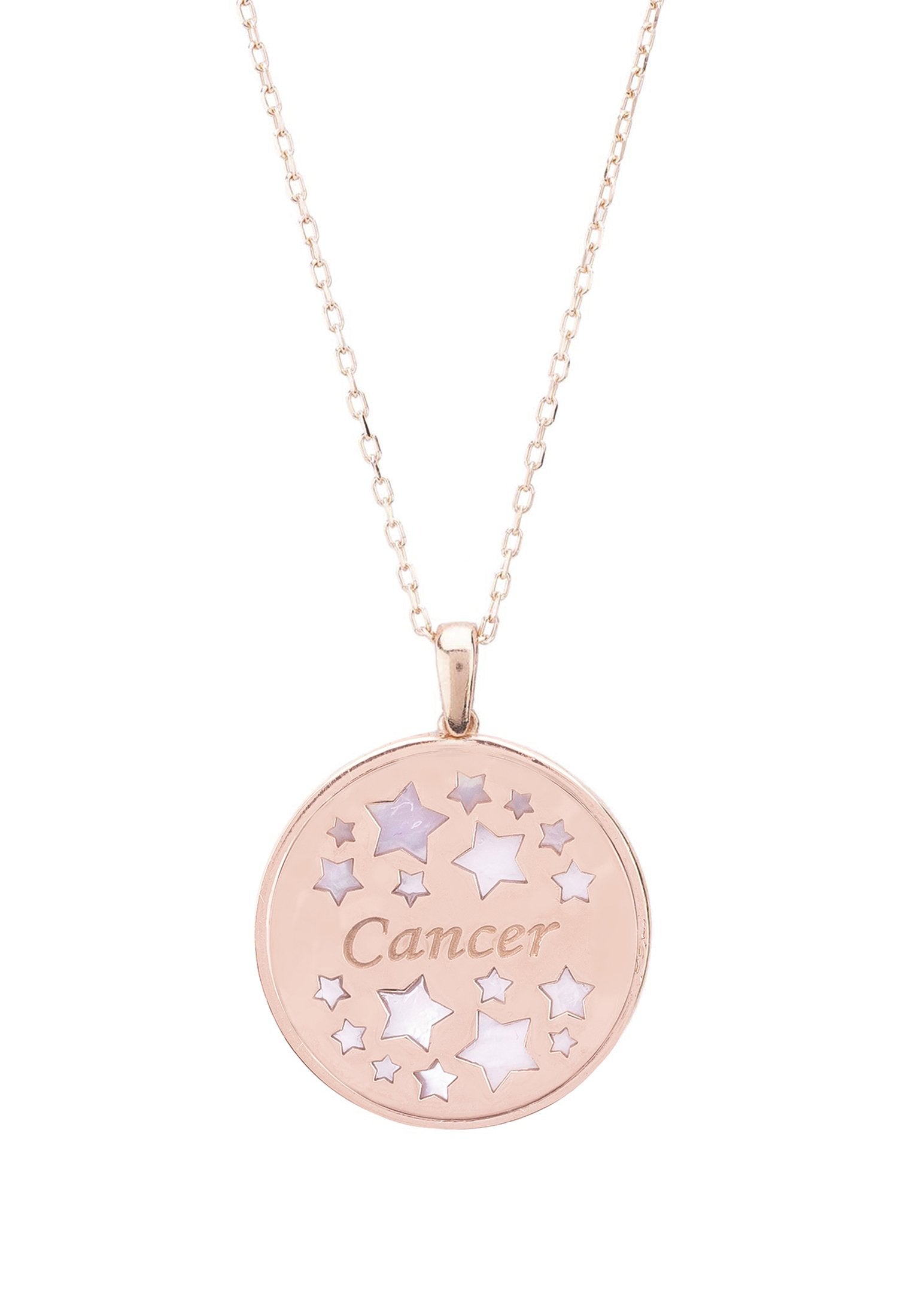 Zodiac Mother of Pearl Constellation Pendant Necklace - Cancer Birth Sign in Rose Gold with Cubic Zirconia - Jewelry & Watches - Bijou Her -  -  - 
