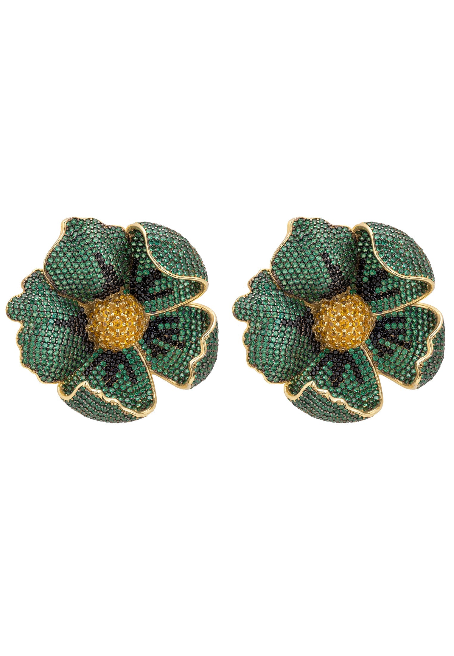 Poppy Emerald Green Earrings Gold - Jewelry & Watches - Bijou Her -  -  - 