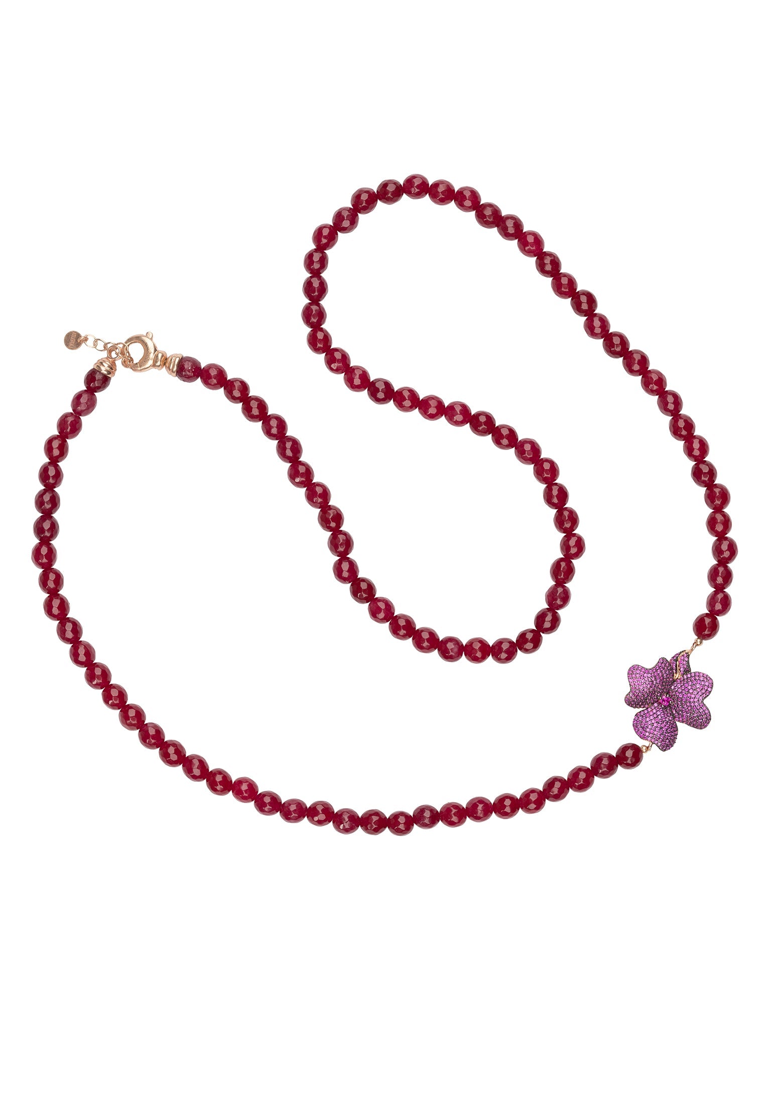 Ruby Gemstone Flower Necklace in Rosegold - Ideal for Statement Jewelry Lovers - Jewelry & Watches - Bijou Her -  -  - 