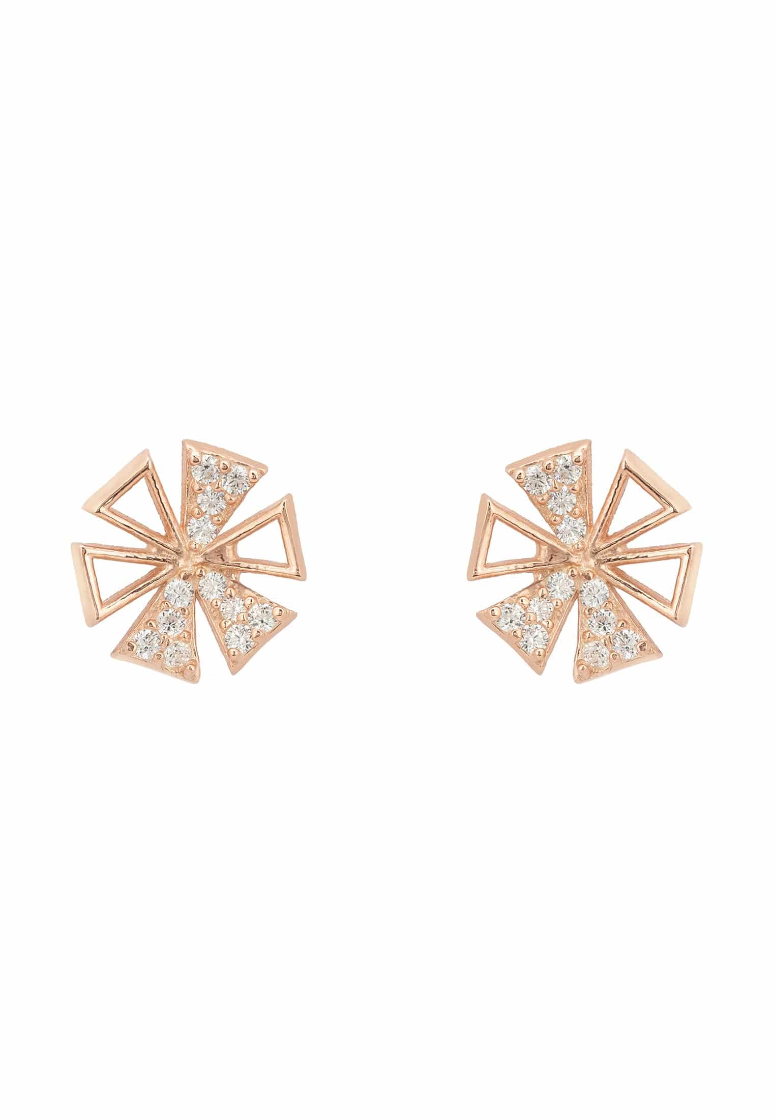 Rosegold Paris Stud Earrings with Zirconia Flower Motif - Petite and Elegant Jewelry for Everyday Sparkle - Jewelry & Watches - Bijou Her -  -  - 
