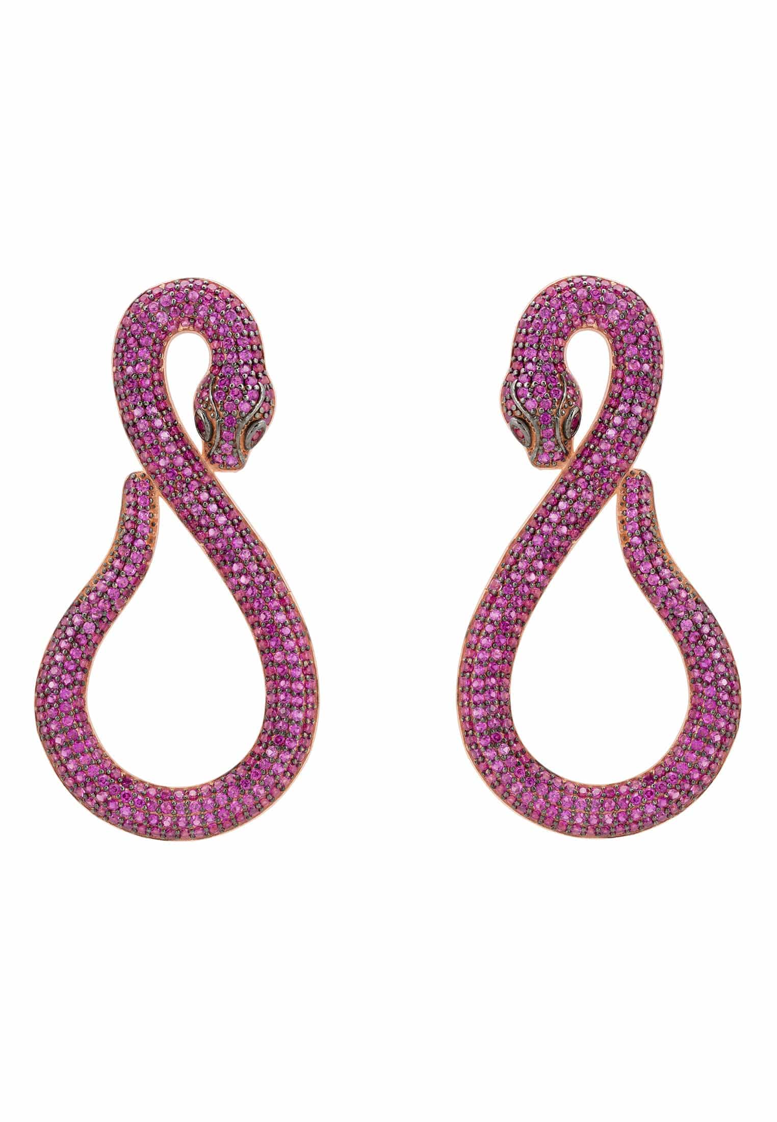 Rosegold Ruby Asp Snake Drop Earrings: Animal-Inspired Chic Jewelry - Jewelry & Watches - Bijou Her -  -  - 