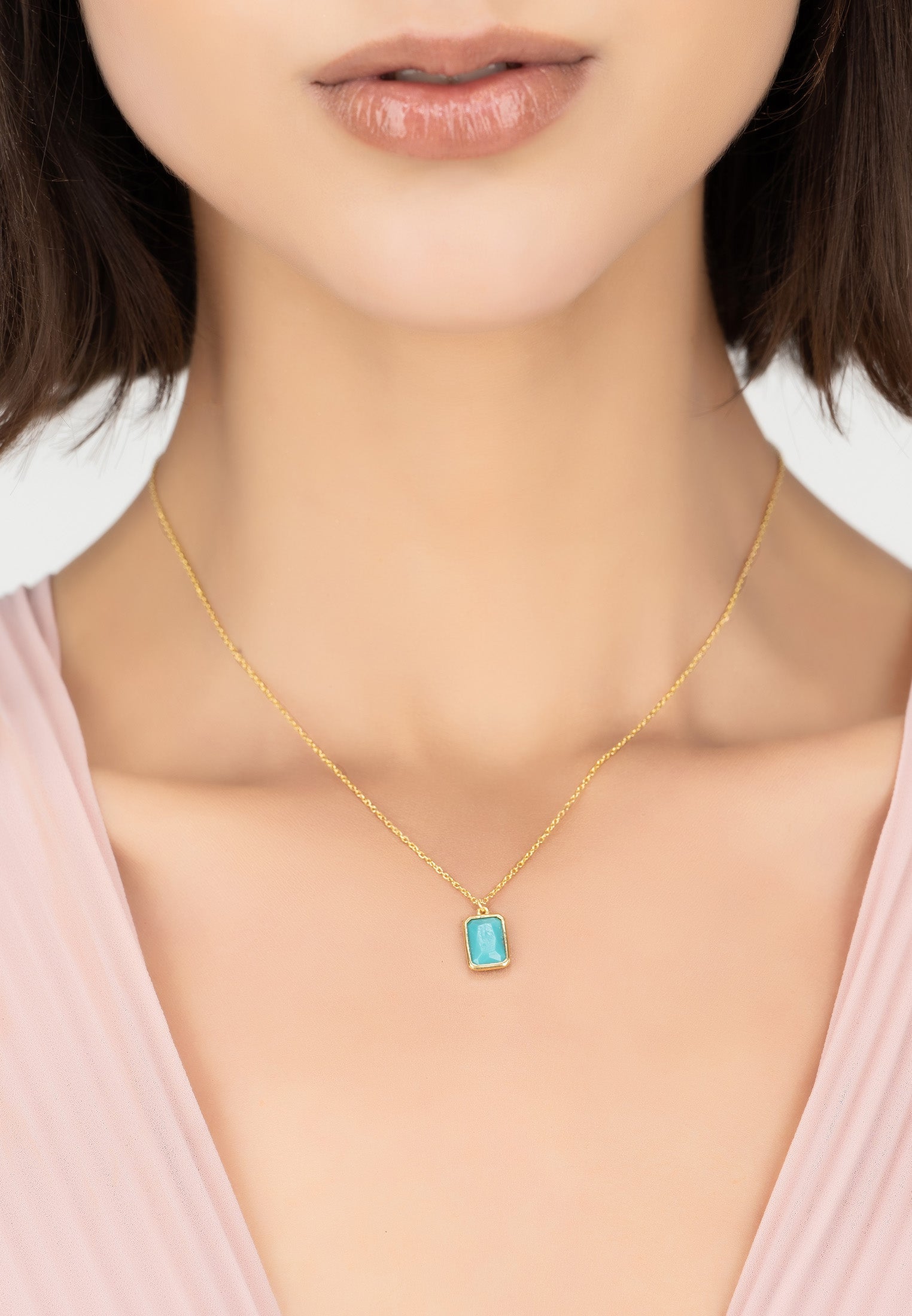 Gold Turquoise Portofino Necklace - Italian Riviera-inspired Gemstone Jewelry - Jewelry & Watches - Bijou Her -  -  - 