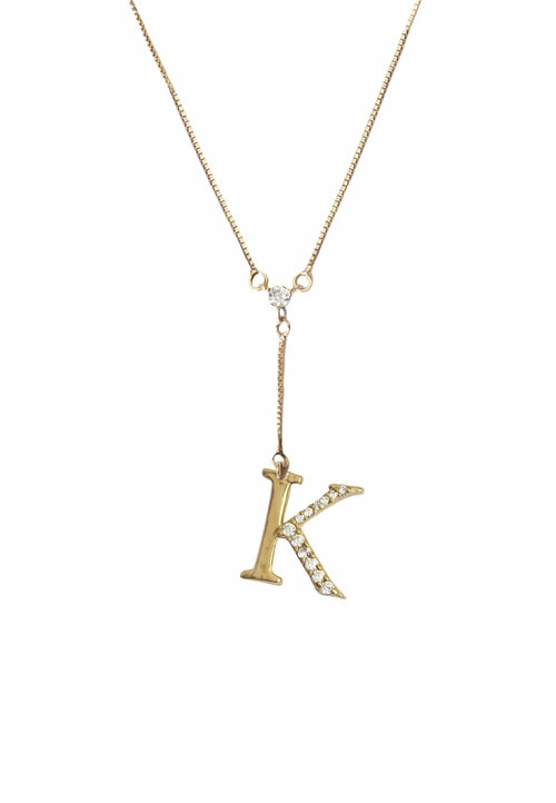 Zirconia Stone Initial Necklaces - 18K Gold-Plated, Adjustable, Hypoallergenic, Sustainable - Jewelry & Watches - Bijou Her - Style -  - 