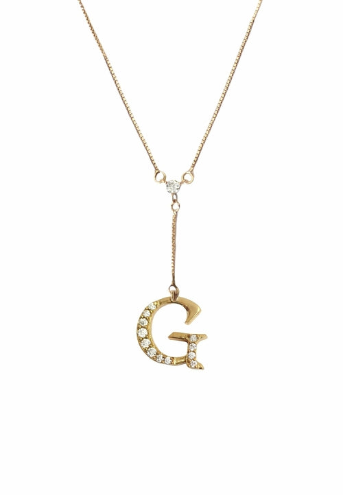 Zirconia Stone Initial Necklaces - 18K Gold-Plated, Adjustable, Hypoallergenic, Sustainable - Jewelry & Watches - Bijou Her - Style -  - 