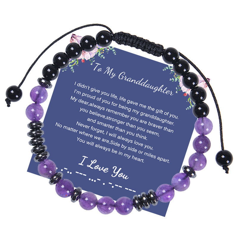 Letter Woven Natural Amethyst Bracelet - 0 - Bijou Her - style -  - 