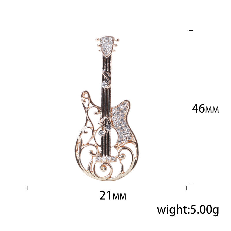 Women's Vintage And Versatile Diamond Guitar-shaped Brooch - 0 - Bijou Her -  -  - 