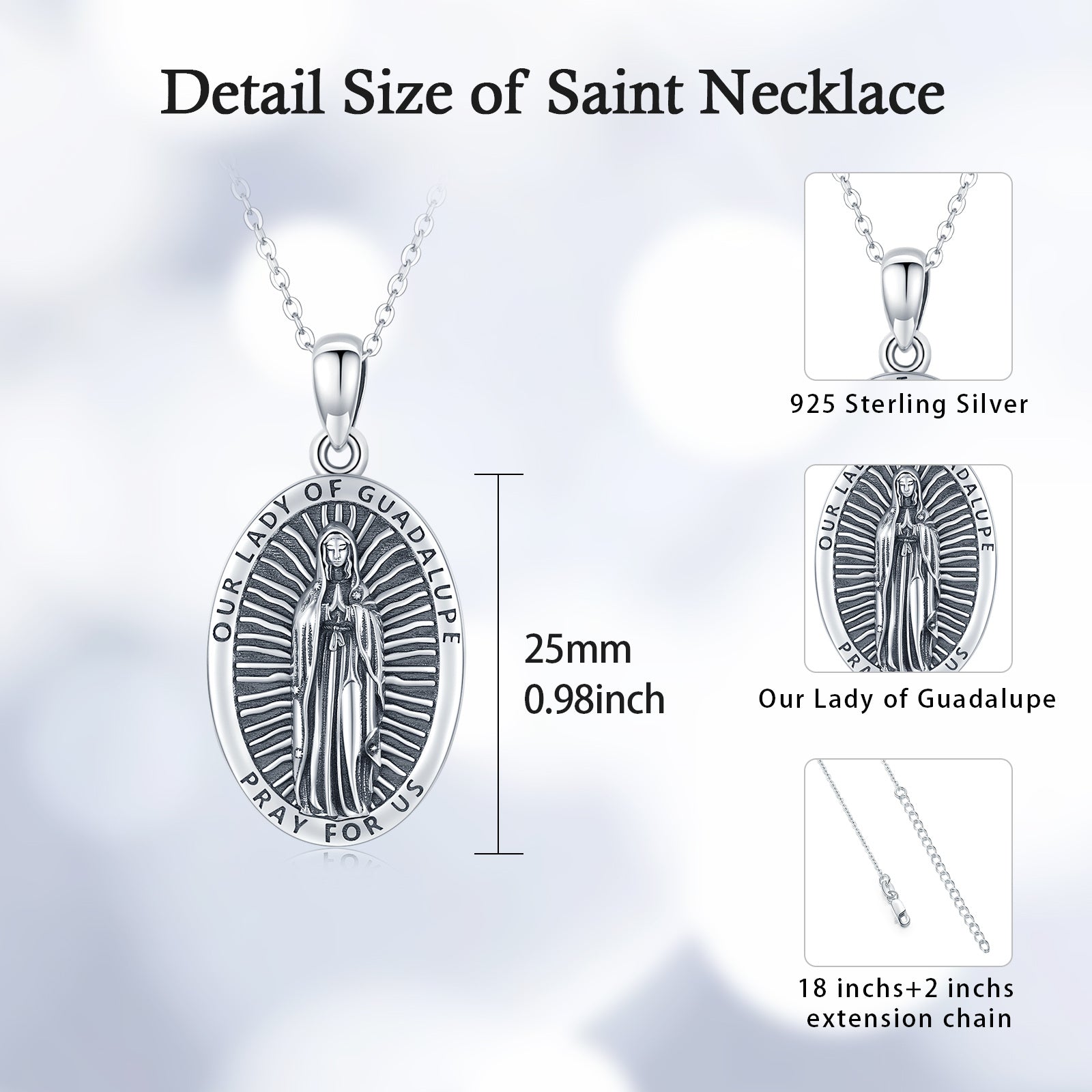 Our Lady of Guadalupe Pendant Necklace in 925 Sterling Silver - 5 - Bijou Her -  -  - 