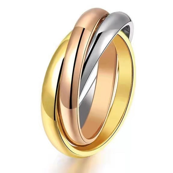 Sansheng Sanshi Couple Personality Simple Three Ring Non-fading Titanium Steel - 0 - Bijou Her -  -  - 