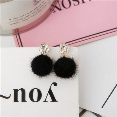 Rhinestone Hair Ball Long Earrings - 0 - Bijou Her -  -  - 