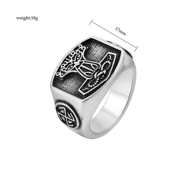 Personality Retro New Vikings Men's Titanium Steel Ring - 0 - Bijou Her -  -  - 