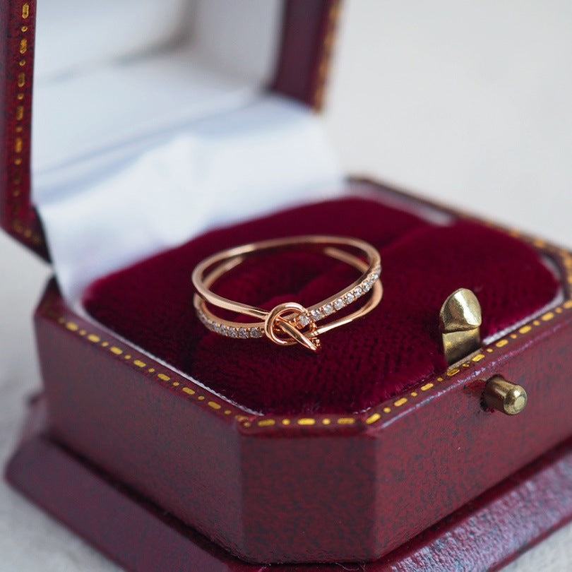 S925 Sterling Silver Gold-plated Knot Ring - 0 - Bijou Her -  -  - 