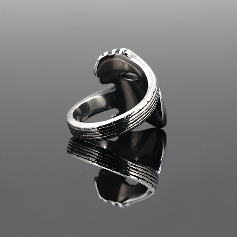 Retro Punk Titanium Steel Ring Men's Personality Wide Ring - 0 - Bijou Her -  -  - 