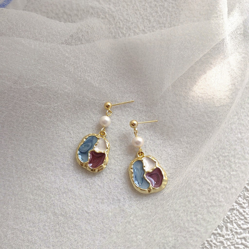 Vintage Harbor Style Irregular Color Matching Freshwater Pearl Earrings - 0 - Bijou Her -  -  - 