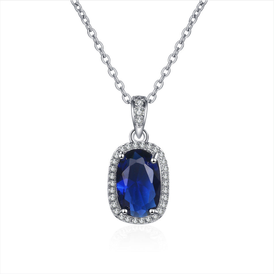 Women's Fashion Sapphire Zircon Pendant Necklace - 0 - Bijou Her - Color -  - 