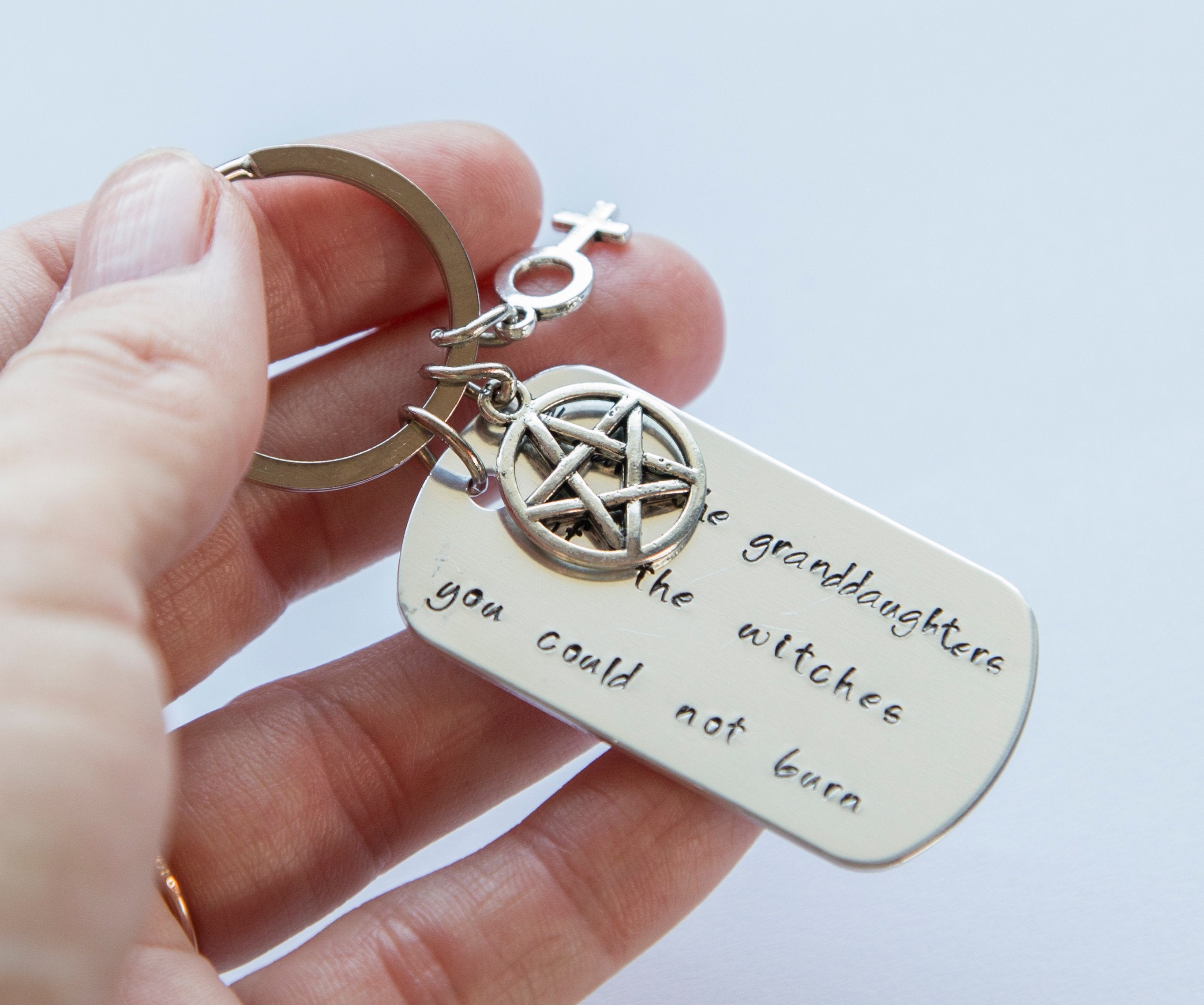 Hand-Stamped Stainless Steel Witch Keychain - Unique and Lightweight - Jewelry & Watches - Bijou Her -  -  - 