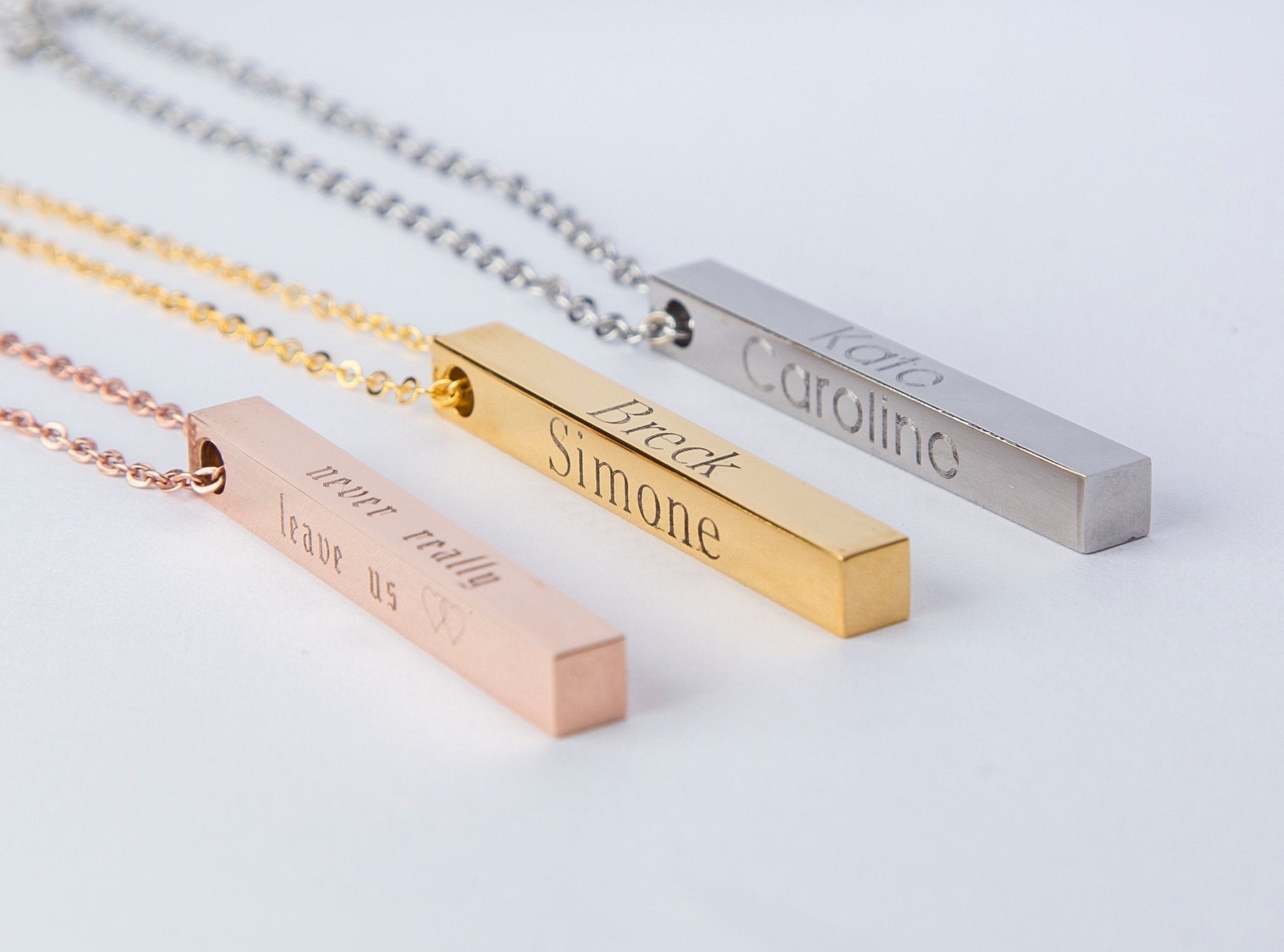 Personalized Name Coordinates Bar Necklace - Engraved Pendant for Mom, Family Gift - Jewelry & Watches - Bijou Her -  -  - 