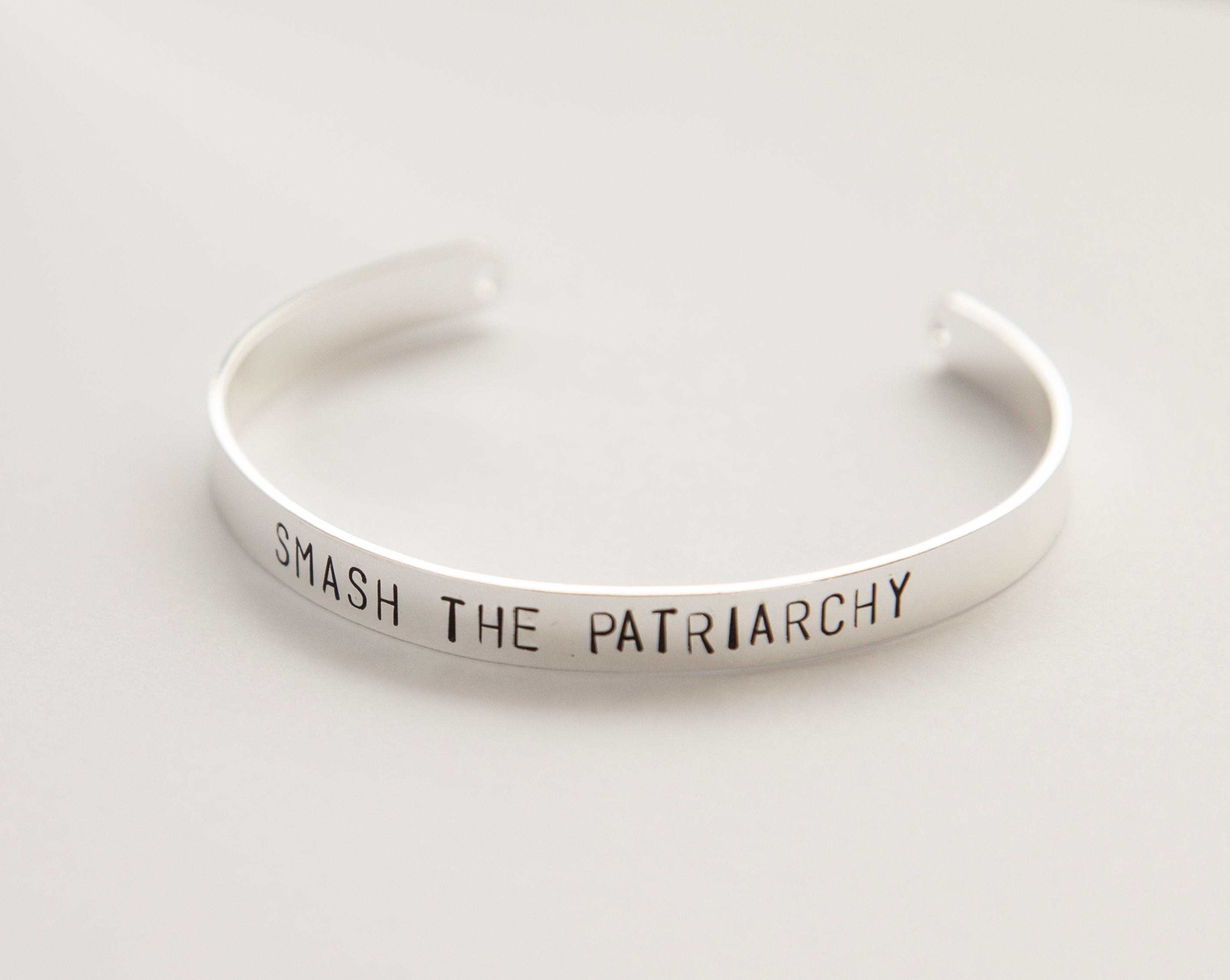 Smash The Patriarchy bracelet, hand stamped cuff, - Jewelry & Watches - Bijou Her -  -  - 