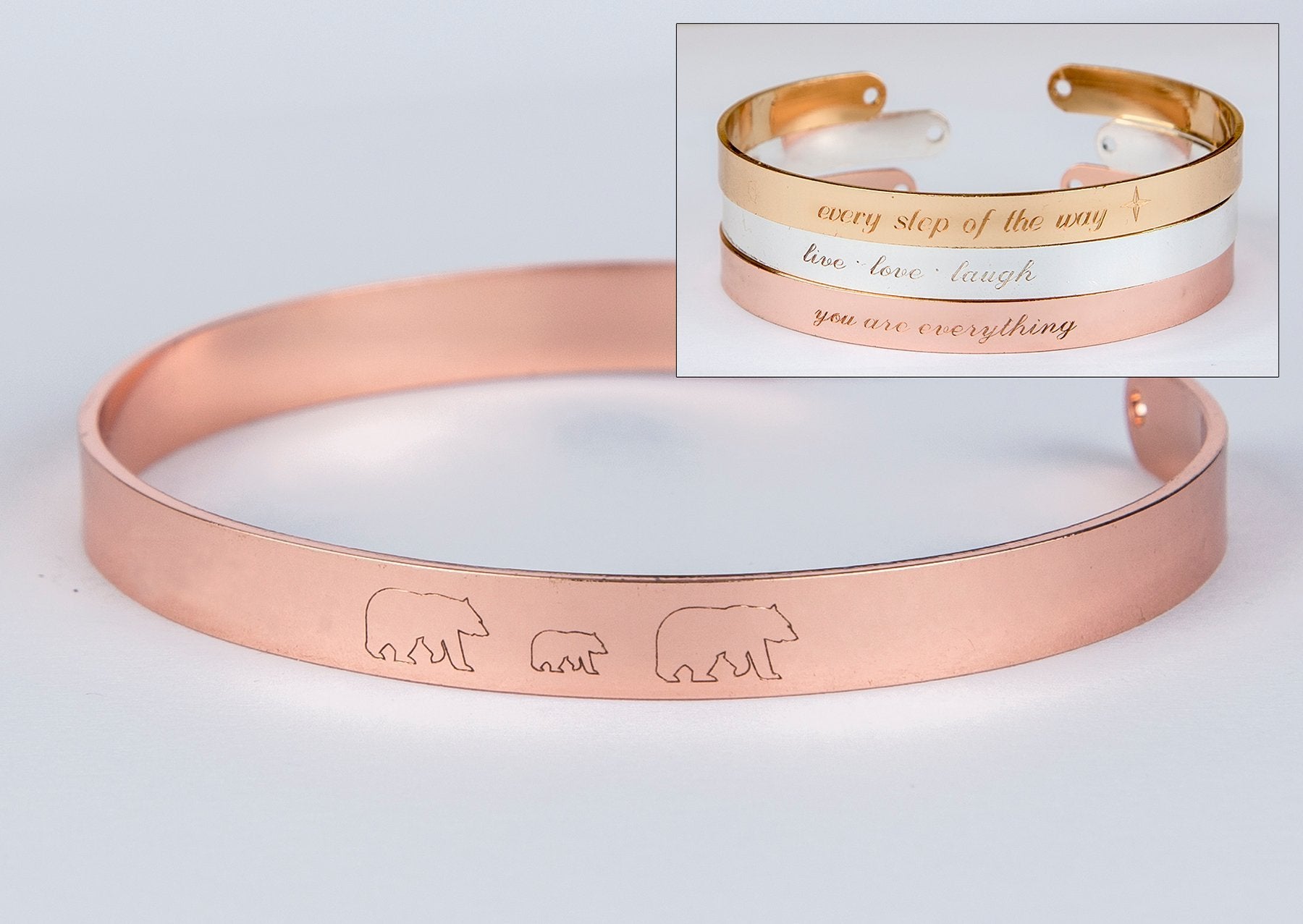 Personalized Mama Bear Engraved Bracelet - Copper with Gold, Rose Gold or Silver Plating - Adjustable and Delicate - Mother's Day Gift Idea - Jewelry & Watches - Bijou Her -  -  - 