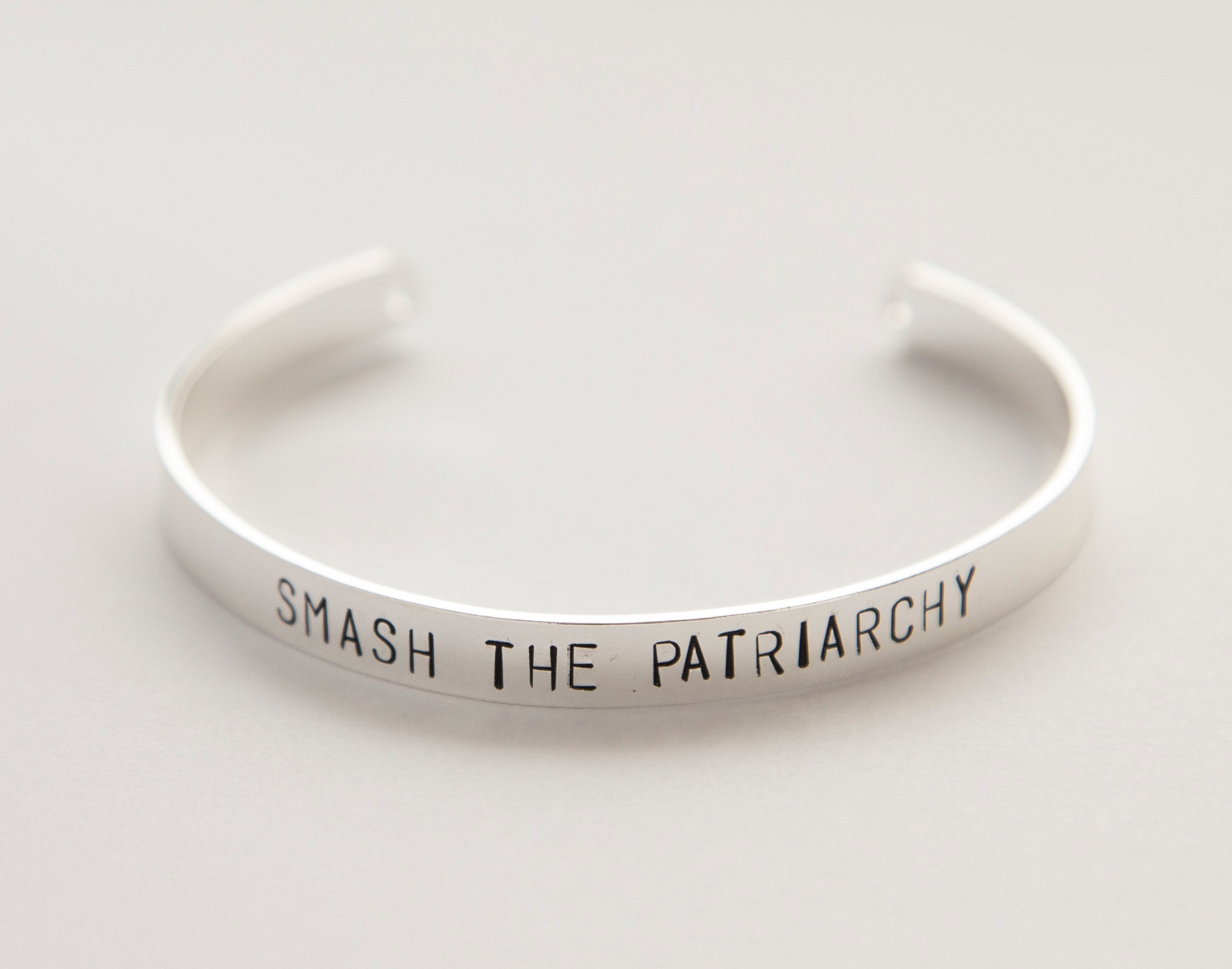 Smash The Patriarchy bracelet, hand stamped cuff, - Jewelry & Watches - Bijou Her -  -  - 