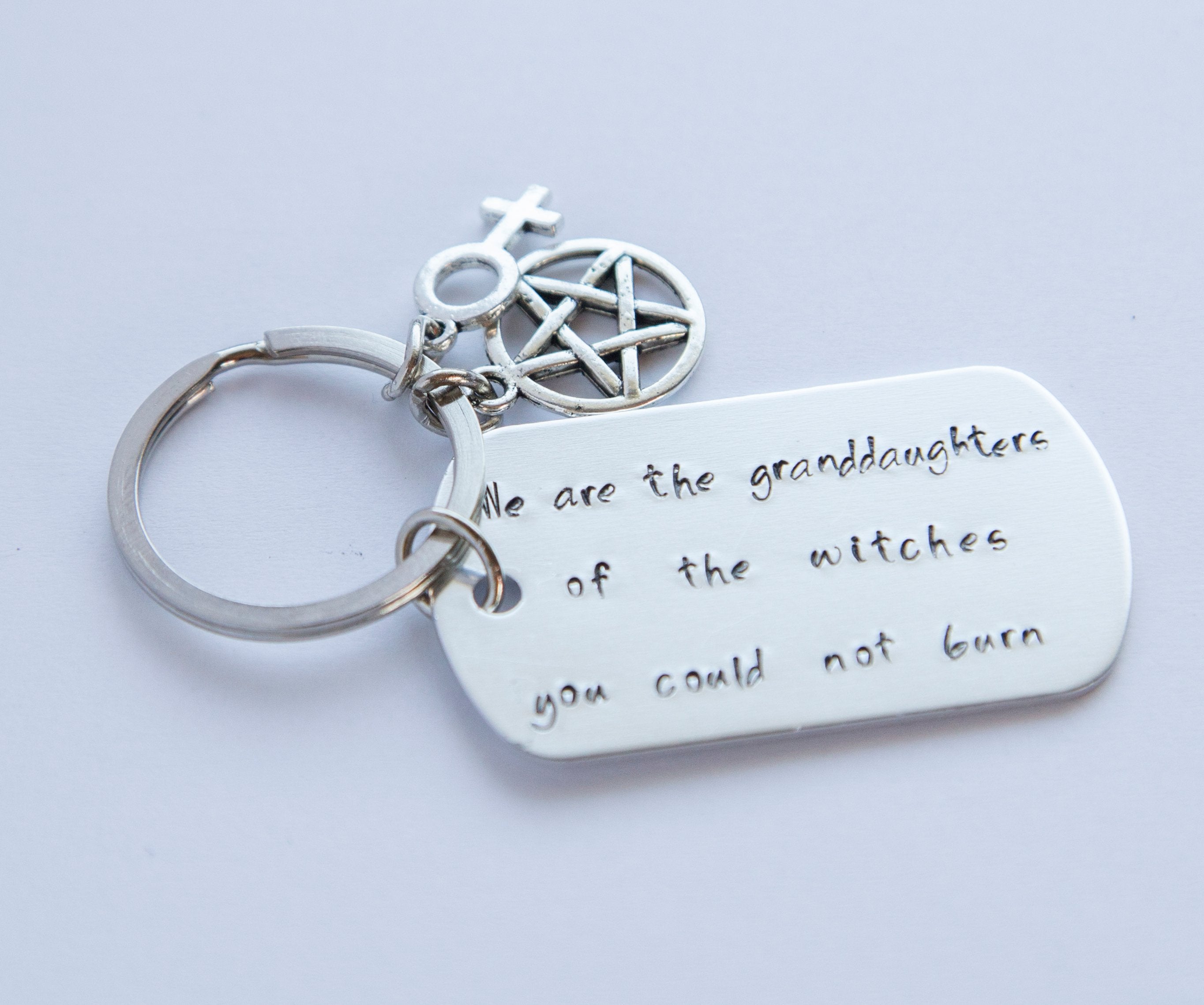 Hand-Stamped Stainless Steel Witch Keychain - Unique and Lightweight - Jewelry & Watches - Bijou Her -  -  - 