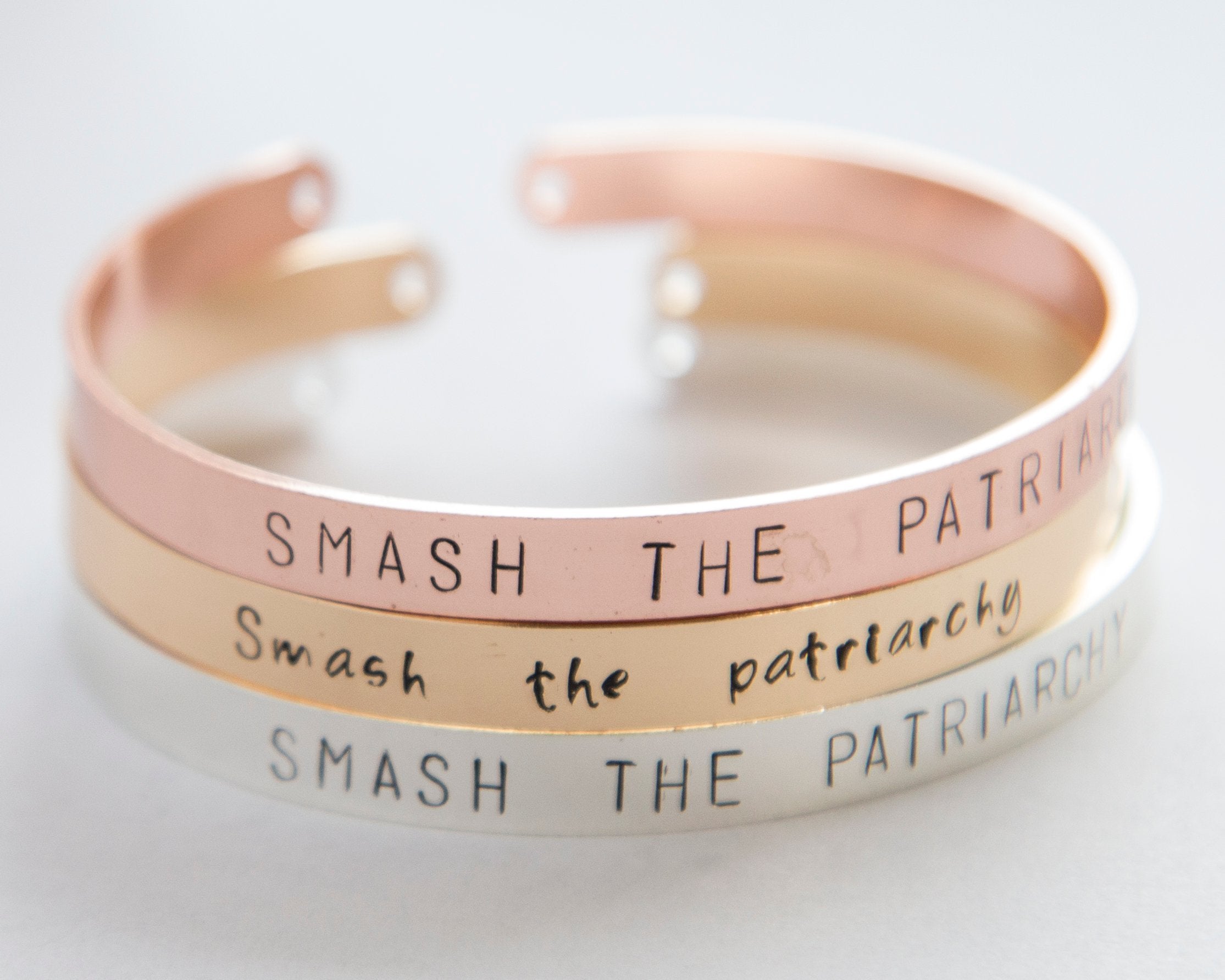 Smash The Patriarchy bracelet, hand stamped cuff, - Jewelry & Watches - Bijou Her -  -  - 