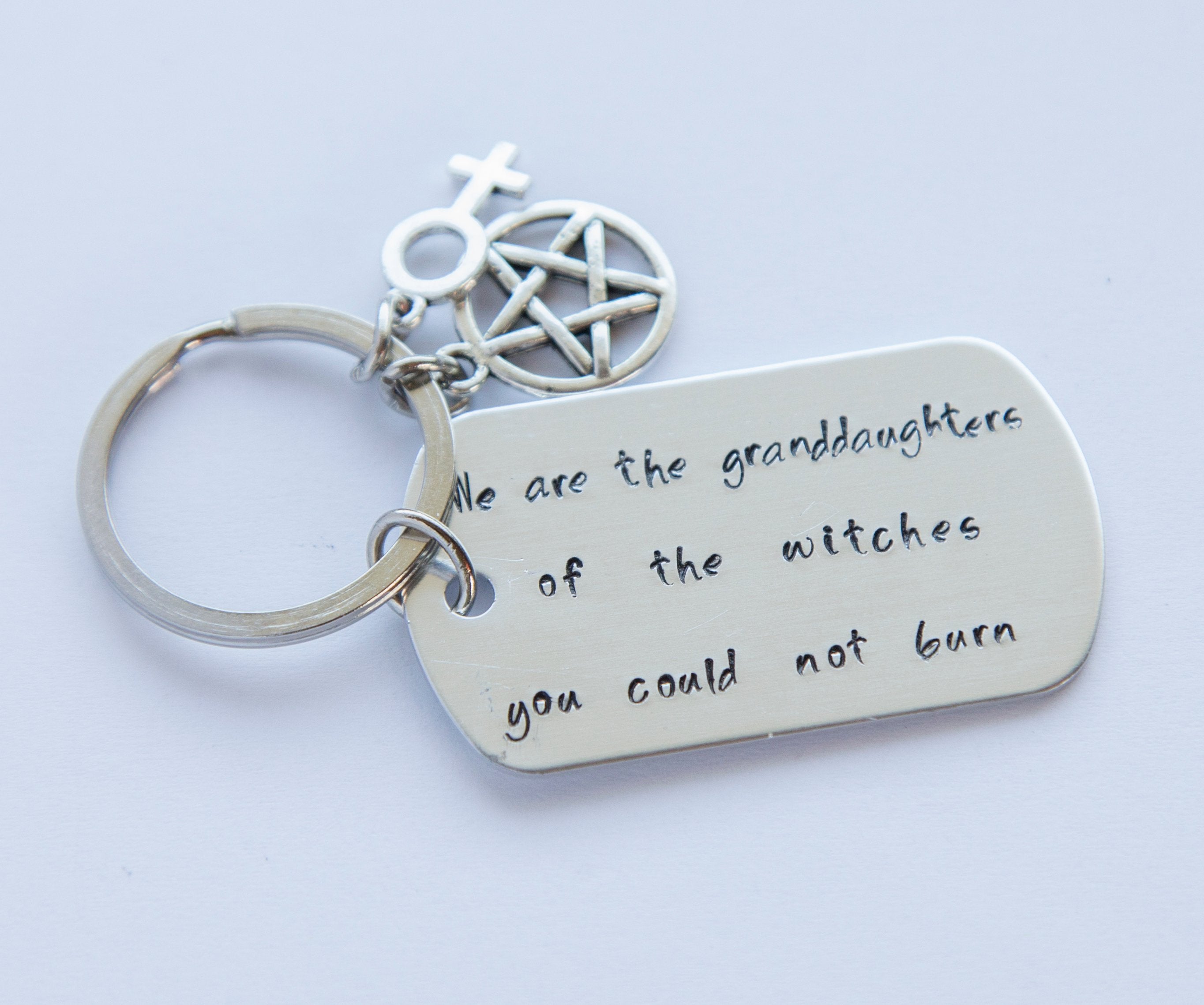 Hand-Stamped Stainless Steel Witch Keychain - Unique and Lightweight - Jewelry & Watches - Bijou Her -  -  - 