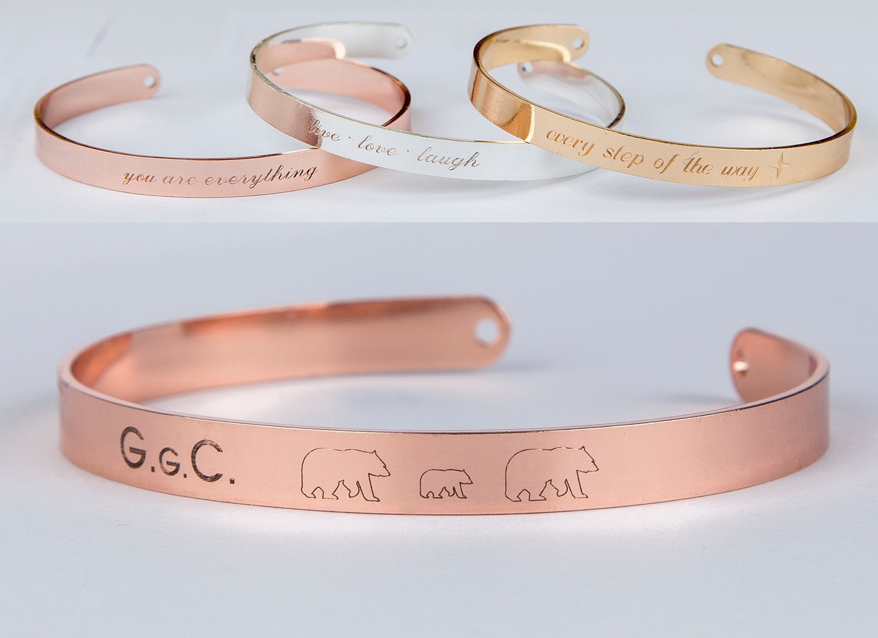 Personalized Mama Bear Engraved Bracelet - Copper with Gold, Rose Gold or Silver Plating - Adjustable and Delicate - Mother's Day Gift Idea - Jewelry & Watches - Bijou Her -  -  - 