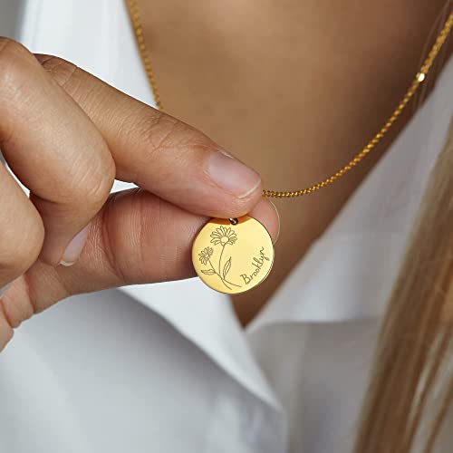 Personalized Birth Month Flower Necklace - 925 Sterling Silver & 18K Gold Plated Jewelry for Mom and Grandmother - Necklaces - Bijou Her -  -  - 