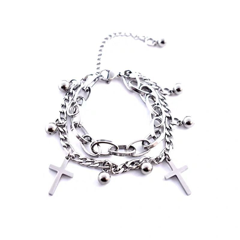 Women's Vintage Cross Double Bracelet - 0 - Bijou Her - style -  - 