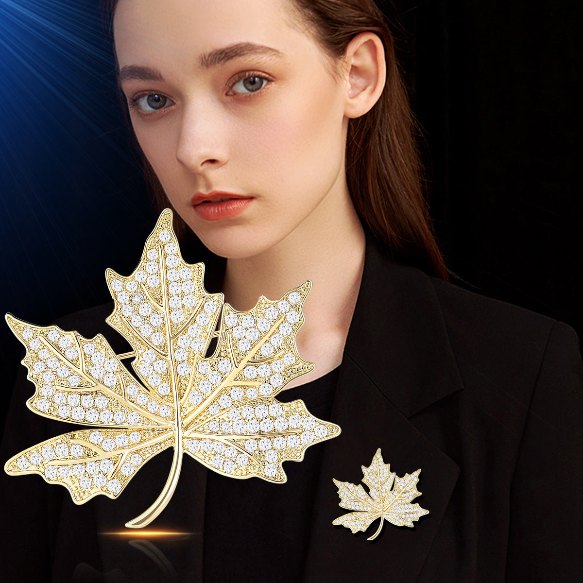 High-end Elegant Golden Maple Leaf Brooch For Women - 0 - Bijou Her -  -  - 