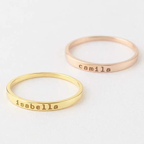 Personalized Stackable Name Rings - 925 Sterling Silver & 18K Gold Plated Options - Rings - Bijou Her -  -  - 