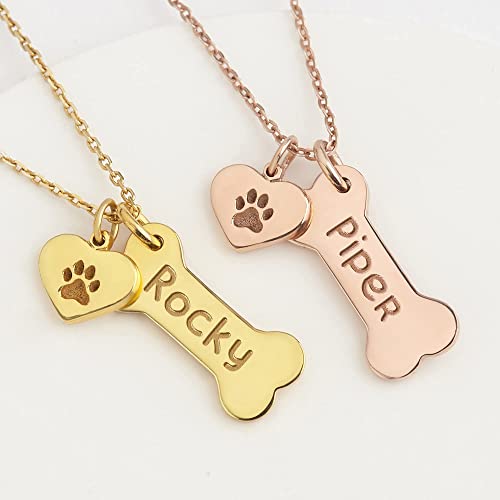 Personalized Dog Bone and PawPrint Necklace - 925 Sterling Silver with 18K Gold Plating

Keywords: personalized jewelry, dog mom gift, pet lover gift, pet memorial gift, 925 sterling silver, 18K gold plating, bone charm necklace - Necklaces - Bijou Her -  -  - 