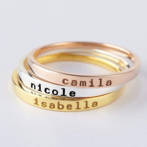 Personalized Stackable Name Rings - 925 Sterling Silver & 18K Gold Plated Options - Rings - Bijou Her -  -  - 